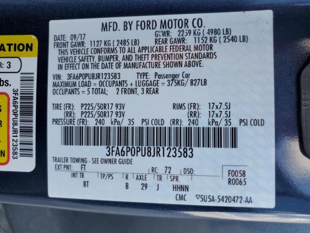 VIN 3FA6P0PU8JR123583 2018 Ford Fusion, Se Phev no.12