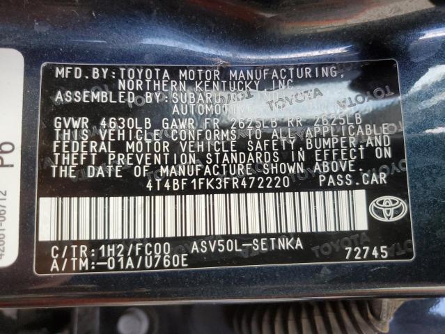 VIN 4T4BF1FK3FR472220 2015 Toyota Camry, LE no.13