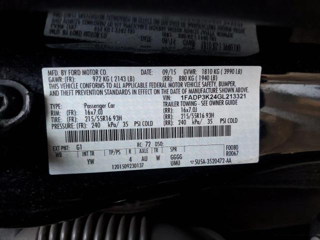 2016 FORD FOCUS SE - 1FADP3K24GL213321