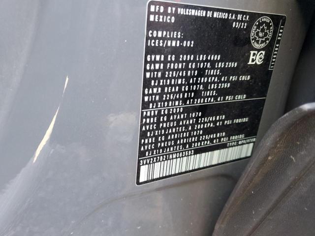 2022 VOLKSWAGEN TAOS SEL - 3VV2X7B21NM063593