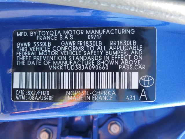 2018 TOYOTA YARIS L - VNKKTUD38JA090660