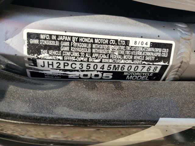 2005 HONDA CB600F JH2PC35045M600768
