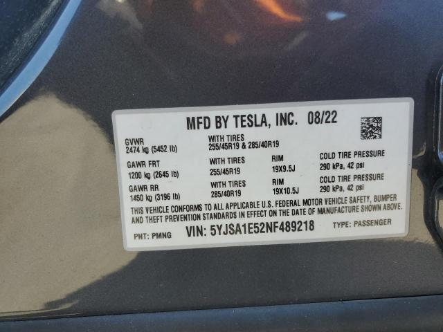 2022 TESLA MODEL S - 5YJSA1E52NF489218
