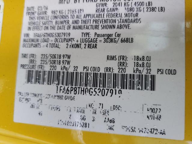 2016 FORD MUSTANG - 1FA6P8TH0G5307919
