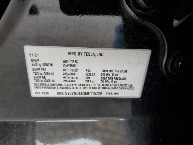 2021 TESLA MODEL Y - 5YJYGDEE3MF115726