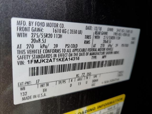 2019 FORD EXPEDITION - 1FMJK2AT1KEA14316