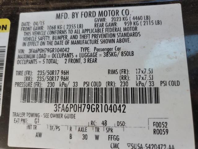 VIN 3FA6P0H79GR104042 2016 Ford Fusion, SE no.12