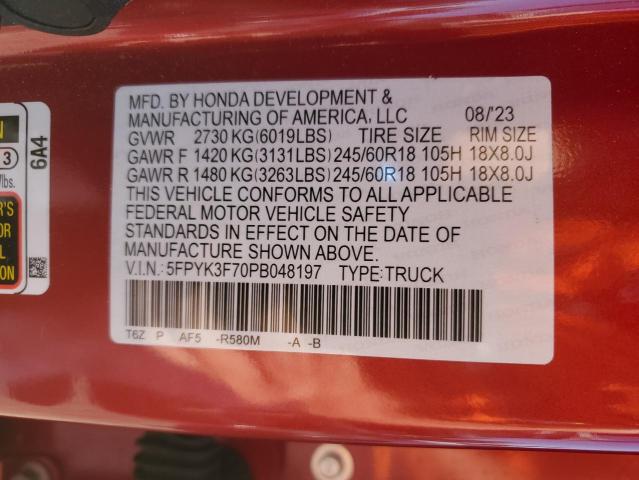 2023 HONDA RIDGELINE - 5FPYK3F70PB048197