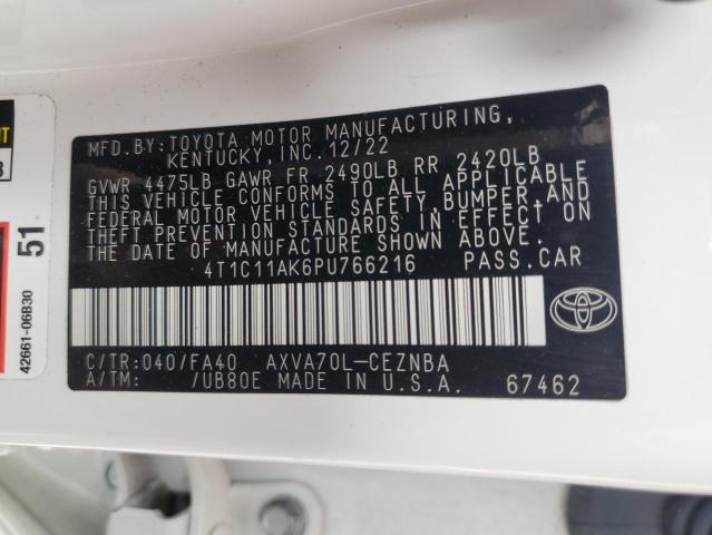 VIN 4T1C11AK6PU766216 2023 Toyota Camry, LE no.12