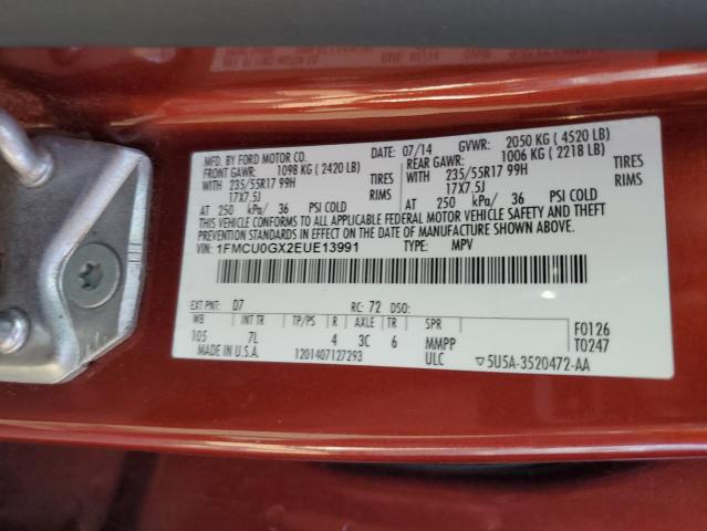 VIN 1FMCU0GX2EUE13991 2014 Ford Escape, SE no.12