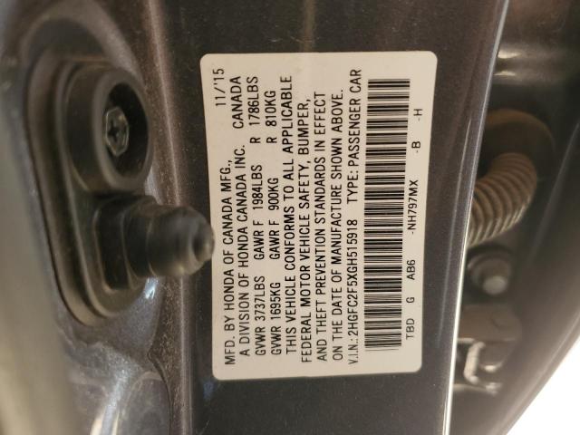 VIN 2HGFC2F5XGH515918 2016 Honda Civic, LX no.12