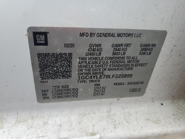 VIN 1GC4YLE78LF225995 2020 CHEVROLET ALL MODELS no.12