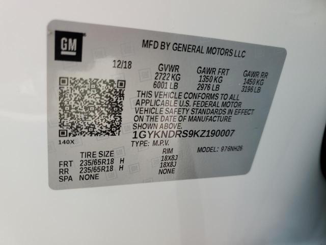 2019 CADILLAC XT5 LUXURY - 1GYKNDRS9KZ190007