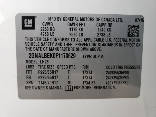 2015 CHEVROLET EQUINOX LT - 2GNALBEK0F1179629