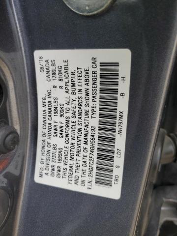 2016 HONDA CIVIC EX - 2HGFC2F74GH564193