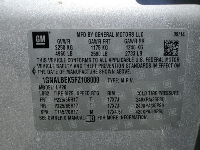2015 CHEVROLET EQUINOX LT - 1GNALBEK5FZ108000