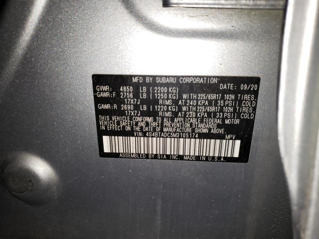 2021 SUBARU OUTBACK PR - 4S4BTADC5M3105174
