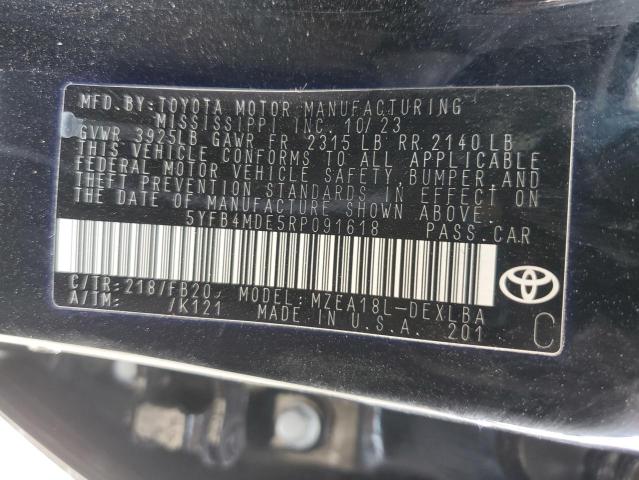 VIN 5YFB4MDE5RP091618 2024 Toyota Corolla, LE no.12