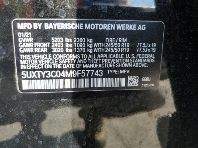 VIN 5UXTY3C04M9F57743 2021 BMW X3, Sdrive30I no.12