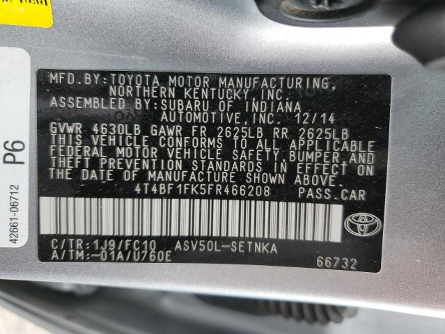 VIN 4T4BF1FK5FR466208 2015 Toyota Camry, LE no.13