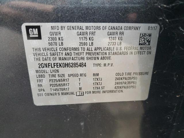 2017 CHEVROLET EQUINOX LT 2GNFLFEK0H6285484