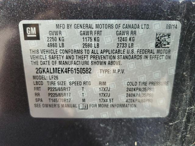 VIN 2GKALMEK4F6150582 2015 GMC Terrain, Sle no.12