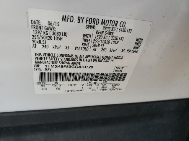 2016 FORD EXPLORER L - 1FM5K8F89GGA33720