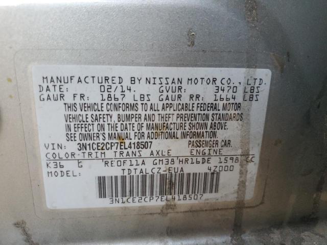 VIN 3N1CE2CP7EL418507 2014 Nissan Versa, S no.12