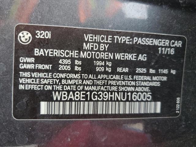 VIN WBA8E1G39HNU16005 2017 BMW 3 Series, 320 I no.12