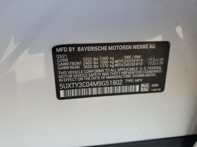 VIN 5UXTY3C04M9G51802 2021 BMW X3, Sdrive30I no.13