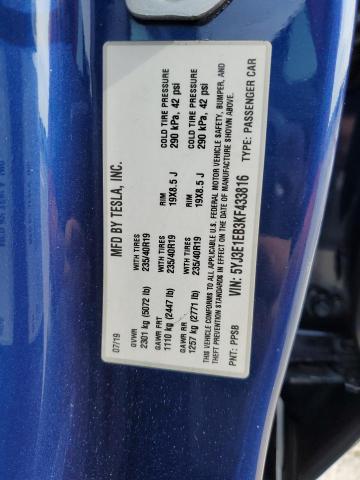 2019 TESLA MODEL S 5YJ3E1EB3KF433816