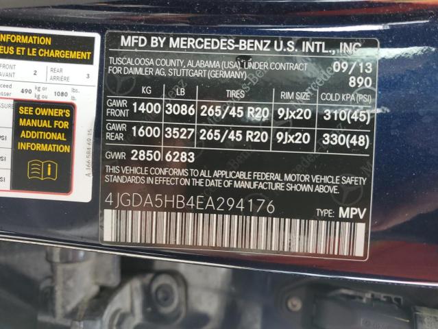 VIN 4JGDA5HB4EA294176 2014 Mercedes-Benz ML-Class, ... no.13