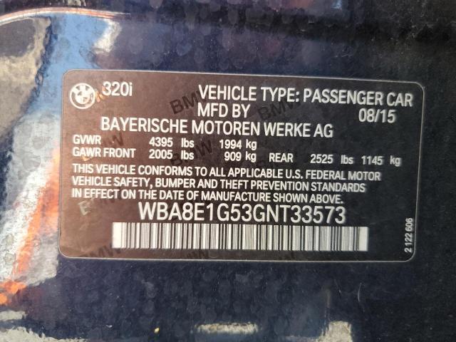 VIN WBA8E1G53GNT33573 2016 BMW 3 Series, 320 I no.12