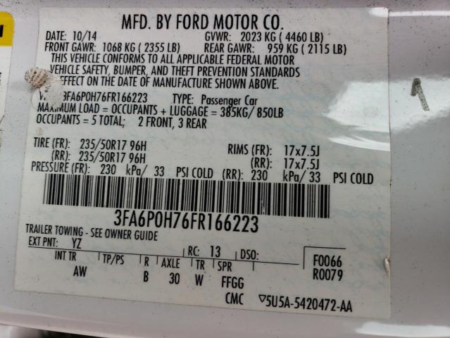 VIN 3FA6P0H76FR166223 2015 Ford Fusion, SE no.12