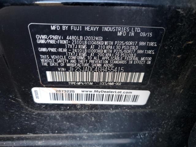 2016 SUBARU FORESTER 2 - JF2SJADC4GH455415