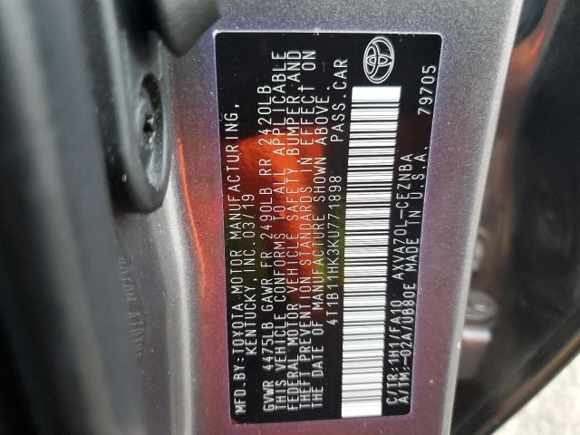 2019 TOYOTA CAMRY L - 4T1B11HK3KU771898