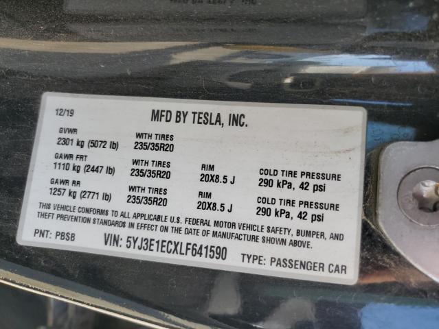 VIN 5YJ3E1ECXLF641590 2020 Tesla MODEL 3 no.12