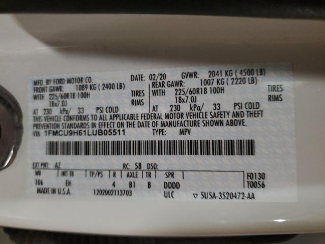 2020 FORD ESCAPE SEL - 1FMCU9H61LUB05511
