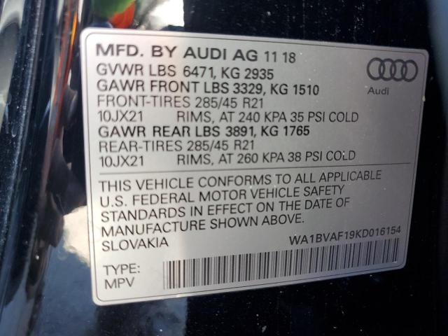 2019 AUDI Q8 PREMIUM - WA1BVAF19KD016154