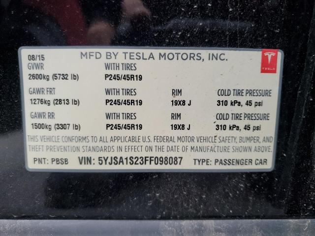 VIN 5YJSA1S23FF098087 2015 Tesla MODEL S, 70D no.12