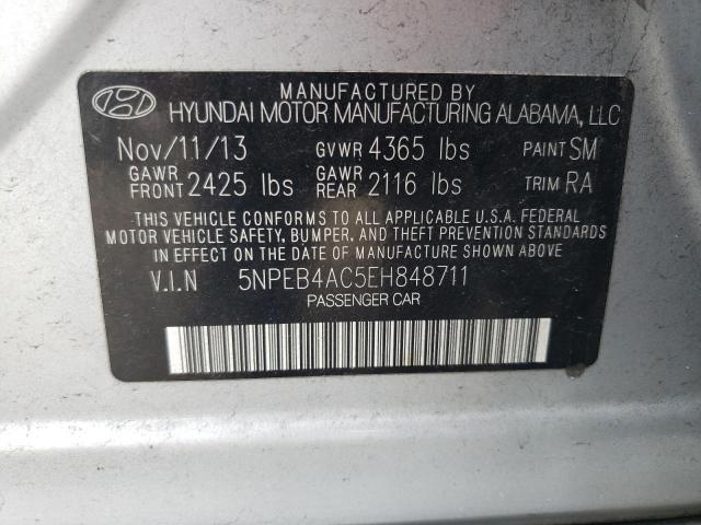 VIN 5NPEB4AC5EH848711 2014 HYUNDAI SONATA no.12