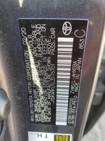 2020 TOYOTA PRIUS L - JTDKARFU1L3115701