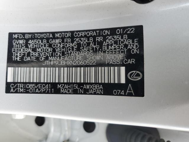 2022 LEXUS UX 250H BA JTHP9JBHXN2060522