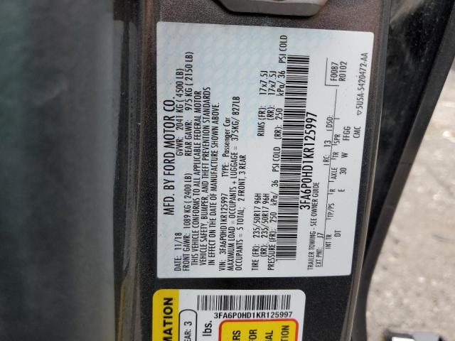 VIN 3FA6P0HD1KR125997 2019 Ford Fusion, SE no.13