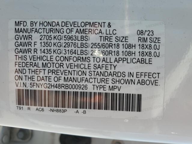 VIN 5FNYG2H48RB000926 2024 Honda Pilot, Exl no.12