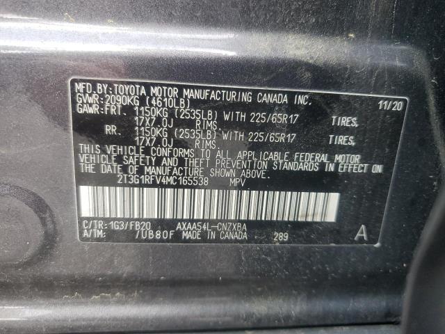 VIN 2T3G1RFV4MC165538 2021 Toyota RAV4, LE no.13