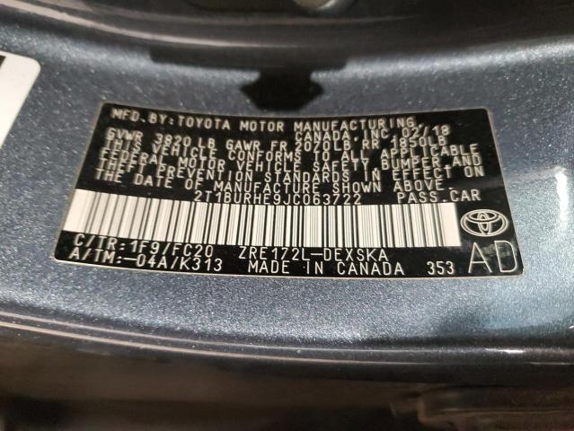 VIN 2T1BURHE9JC063722 2018 Toyota Corolla, L no.13