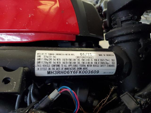 2015 YAMAHA YZFR3 MH3RH06Y6FK003609