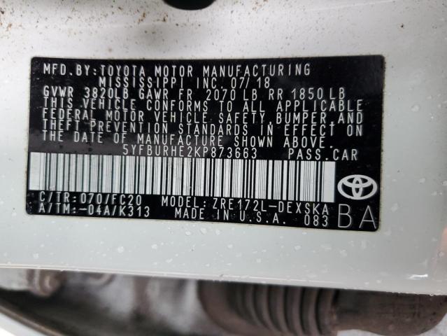 VIN 5YFBURHE2KP873663 2019 Toyota Corolla, L no.12