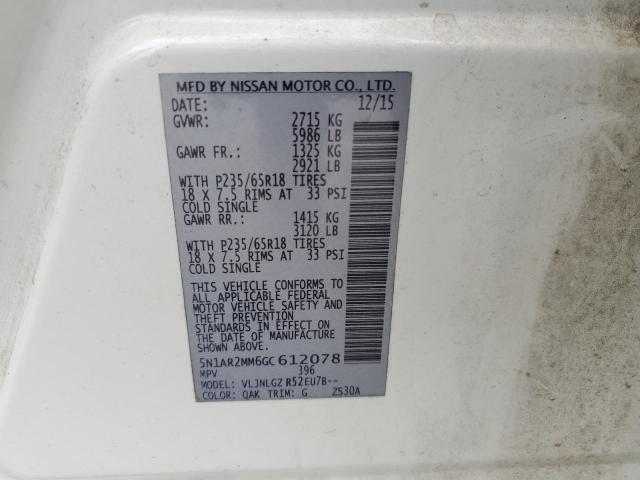 VIN 5N1AR2MM6GC612078 2016 Nissan Pathfinder, S no.14